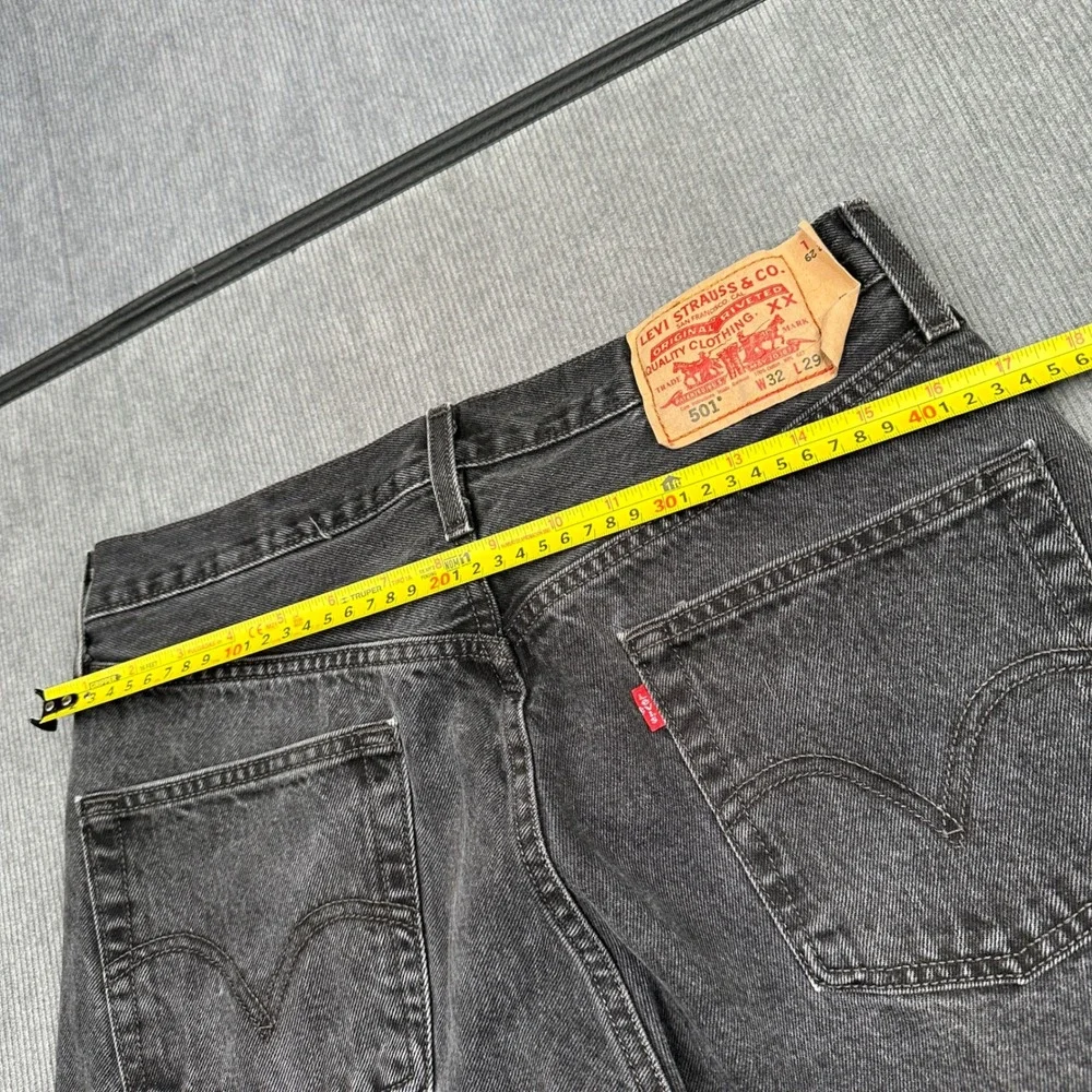 Vtg Levi 501 Original Fit Jeans W32 L29 Black Faded Straight Denim Mexico